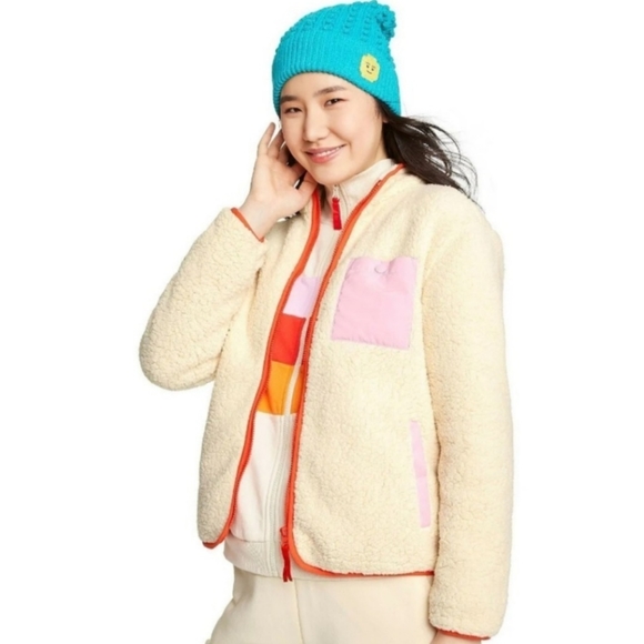 Lego x Target Womens Contrast Pocket Sherpa Jacket Cream Size Small New With Tag - Picture 4 of 4
